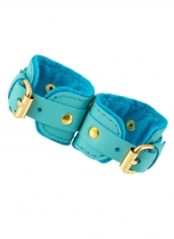 Голубые двуслойные кожаные наручники-браслеты - Pecado - купить с доставкой в Невинномысске