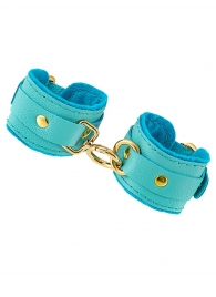 Голубые двуслойные кожаные наручники-браслеты - Pecado - купить с доставкой в Невинномысске