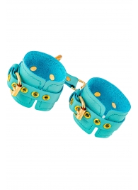 Голубые однослойные кожаные наручники - Pecado - купить с доставкой в Невинномысске