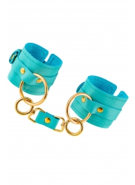 Голубые однослойные кожаные наручники - Pecado - купить с доставкой в Невинномысске