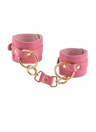 Розовые однослойные кожаные наручники - Pecado - купить с доставкой в Невинномысске