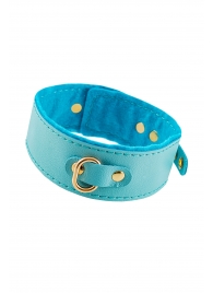 Голубой двуслойный кожаный ошейник с подкладкой из фетра - Pecado - купить с доставкой в Невинномысске