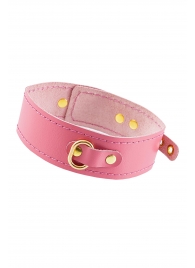 Розовый кожаный однослойный ошейник с прошивкой - Pecado - купить с доставкой в Невинномысске