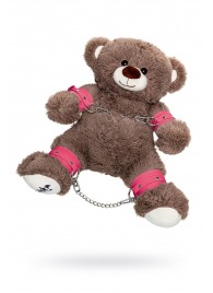 Бондажный набор: бурый мишка с розовыми оковами и наручниками - Pecado - купить с доставкой в Невинномысске