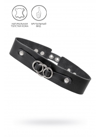 Черный чокер-ошейник со связанными кольцами на подложке - Pecado - купить с доставкой в Невинномысске