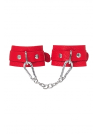 Красные кожаные наручники-браслеты со скруглёнными углами - Pecado - купить с доставкой в Невинномысске