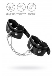 Черные кожаные наручники-браслеты со скруглёнными углами - Pecado - купить с доставкой в Невинномысске
