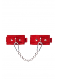 Красные кожаные узкие оковы со скруглёнными углами - Pecado - купить с доставкой в Невинномысске