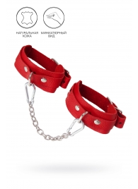 Красные кожаные узкие оковы со скруглёнными углами - Pecado - купить с доставкой в Невинномысске