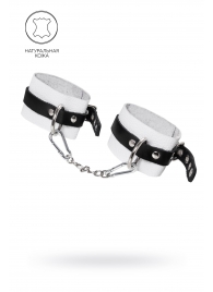 Бело-черные мягкие оковы с одним ремешком и люверсами - Pecado - купить с доставкой в Невинномысске