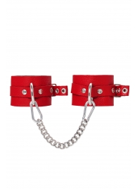 Красные мягкие кожаные оковы с люверсами - Pecado - купить с доставкой в Невинномысске
