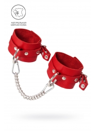 Красные мягкие кожаные оковы с люверсами - Pecado - купить с доставкой в Невинномысске