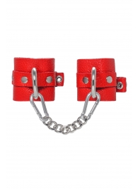 Красные мягкие кожаные наручники с люверсами - Pecado - купить с доставкой в Невинномысске