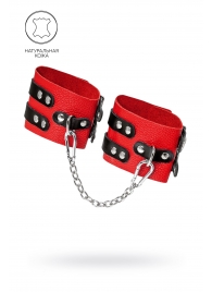 Красно-черные мягкие оковы с двумя ремешками с люверсами - Pecado - купить с доставкой в Невинномысске