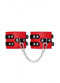 Красно-черные мягкие оковы с двумя ремешками с люверсами - Pecado - купить с доставкой в Невинномысске