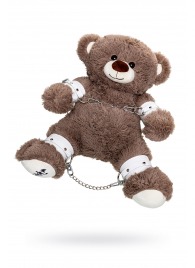 Бондажный набор: бурый мишка с белыми оковами и наручниками - Pecado - купить с доставкой в Невинномысске