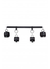 Черная распорка с 4 манжетами для рук и ног - Pecado - купить с доставкой в Невинномысске