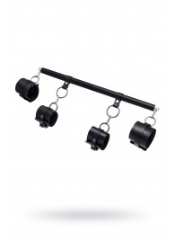 Черная распорка с 4 манжетами для рук и ног - Pecado - купить с доставкой в Невинномысске