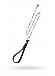 Поводок с ручкой из черной натуральной кожи и карабином для ошейника - Pecado - купить с доставкой в Невинномысске