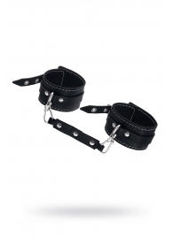 Черные двухслойные кожаные оковы с белой строчкой - Pecado - купить с доставкой в Невинномысске
