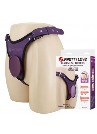 Фиолетовые трусики харнесс с платформой Caludio III - Baile - купить с доставкой в Невинномысске