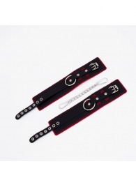 Черно-красные оковы с красной строчкой Sex - Crazy Handmade - купить с доставкой в Невинномысске