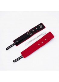 Черно-красные оковы с красной строчкой Sex - Crazy Handmade - купить с доставкой в Невинномысске