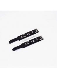 Черные кожаные наручники с регулируемыми ремешками - Crazy Handmade - купить с доставкой в Невинномысске