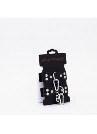 Черные кожаные оковы с регулируемыми ремешками - Crazy Handmade - купить с доставкой в Невинномысске