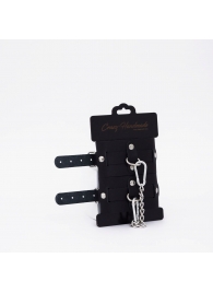 Черные кожаные оковы с хромированной фурнитурой - Crazy Handmade - купить с доставкой в Невинномысске