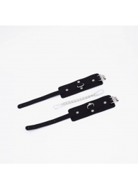 Черные кожаные оковы с хромированной фурнитурой - Crazy Handmade - купить с доставкой в Невинномысске