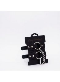 Черные кожаные оковы с кольцом - Crazy Handmade - купить с доставкой в Невинномысске