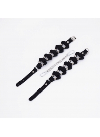 Черные кожаные наручники из звеньев - Crazy Handmade - купить с доставкой в Невинномысске