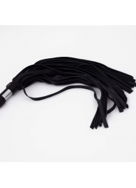 Черный кожаный флоггер со стальной ручкой - 45 см. - Crazy Handmade - купить с доставкой в Невинномысске