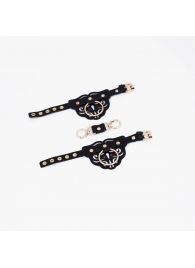 Черные наручники с золотистой фурнитурой - Crazy Handmade - купить с доставкой в Невинномысске