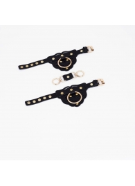 Черные наручники с золотистой фурнитурой - Crazy Handmade - купить с доставкой в Невинномысске