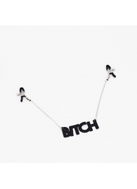 Зажимы на соски с кожаной подвеской Bitch - Crazy Handmade - купить с доставкой в Невинномысске