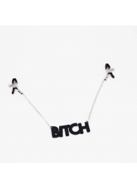 Зажимы на соски с кожаной подвеской Bitch - Crazy Handmade - купить с доставкой в Невинномысске