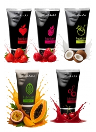 Набор из 5 съедобных лубрикантов JUJU (клубника, малина, тропические фрукты, вишня, кокос) - JuJu - купить с доставкой в Невинномысске