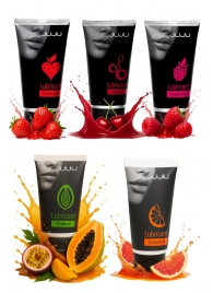 Набор из 5 съедобных лубрикантов JUJU (клубника, малина, тропические фрукты, вишня, грейпфрут) - JuJu - купить с доставкой в Невинномысске