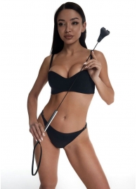 Стек с черным кожаным наконечником в виде сердца и металлической ручкой - 67 см. - Crazy Handmade - купить с доставкой в Невинномысске