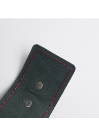 Черные кожаные наручники с красной строчкой - Crazy Handmade - купить с доставкой в Невинномысске