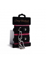 Черно-розовые скругленные наручники с мягкой подкладкой - Crazy Handmade - купить с доставкой в Невинномысске