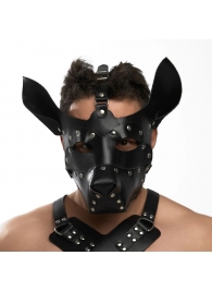 Черная кожаная маска «Собака» - Crazy Handmade - купить с доставкой в Невинномысске