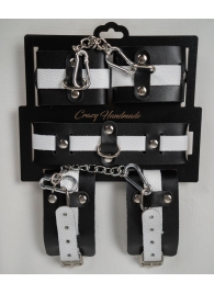 Набор фиксаторов из черной и белой натуральной кожи - Crazy Handmade - купить с доставкой в Невинномысске