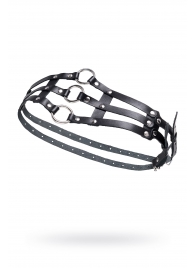 Черный кожаный пояс с кольцами - Pecado - купить с доставкой в Невинномысске