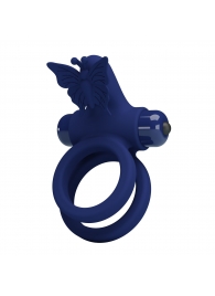 Синее эрекционное кольцо с вибростимуляцией клитора - Baile - в Невинномысске купить с доставкой