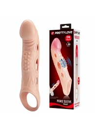 Телесная удлиняющая насадка с рельефом и вибрацией Brad - 21,3 см. - Baile - в Невинномысске купить с доставкой