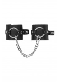Черные наручники из толстой натуральной кожи с люверсами - Pecado - купить с доставкой в Невинномысске
