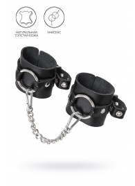 Черные наручники из толстой натуральной кожи с люверсами - Pecado - купить с доставкой в Невинномысске